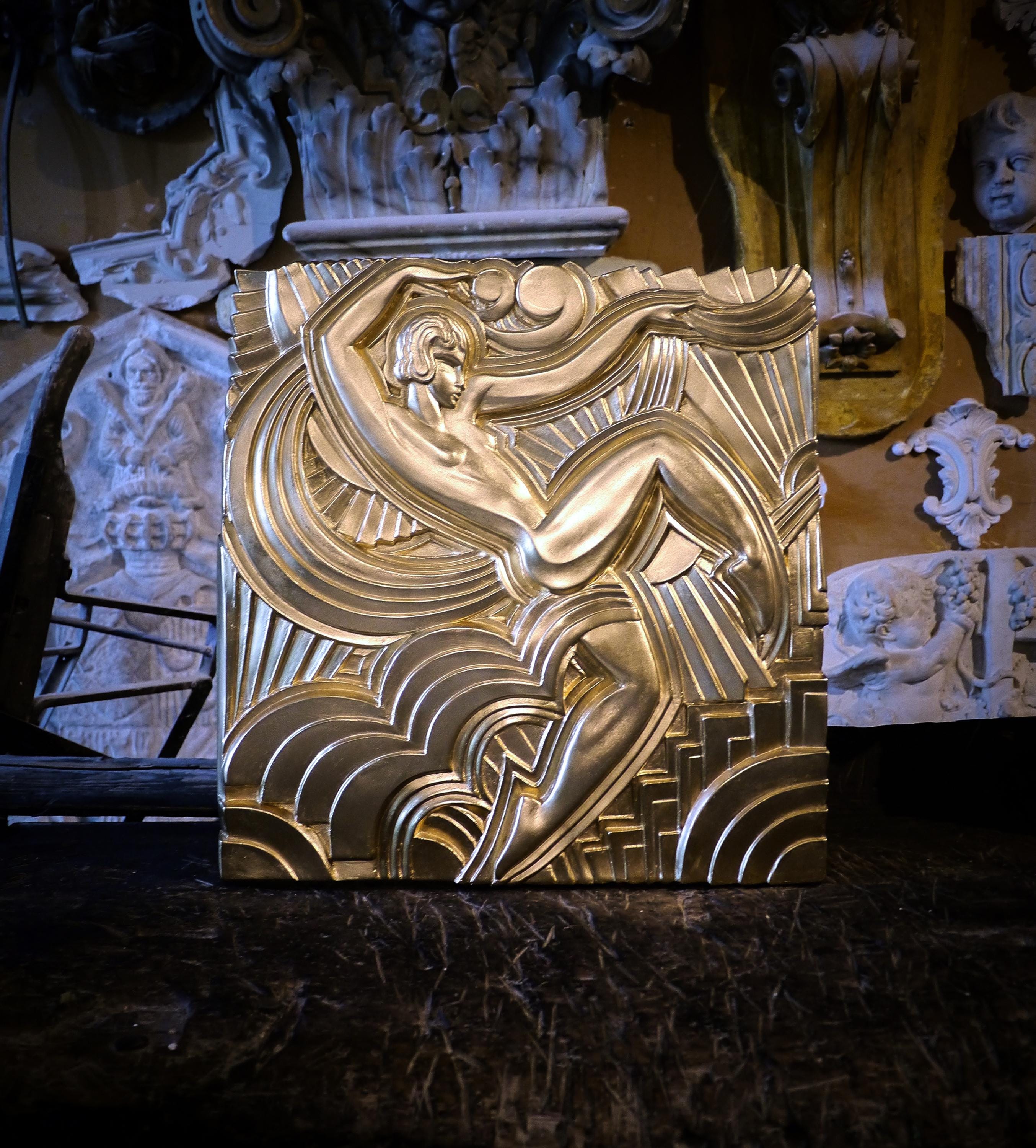 GRAND BAS-RELIEF ART Déco Folies Bergères - Maurice Picaud - 48x47cm - Art EUR 230,00 - FR