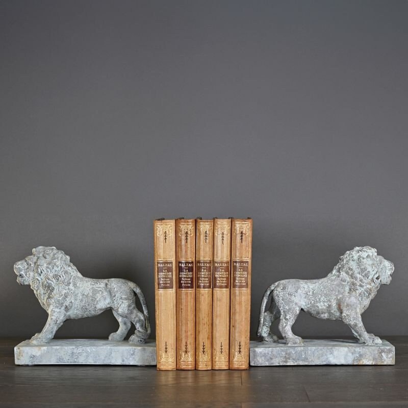 ART DÉCO 1930 Magnifique Paire de Serres Livres Bois Sculpté décor de Panthères
