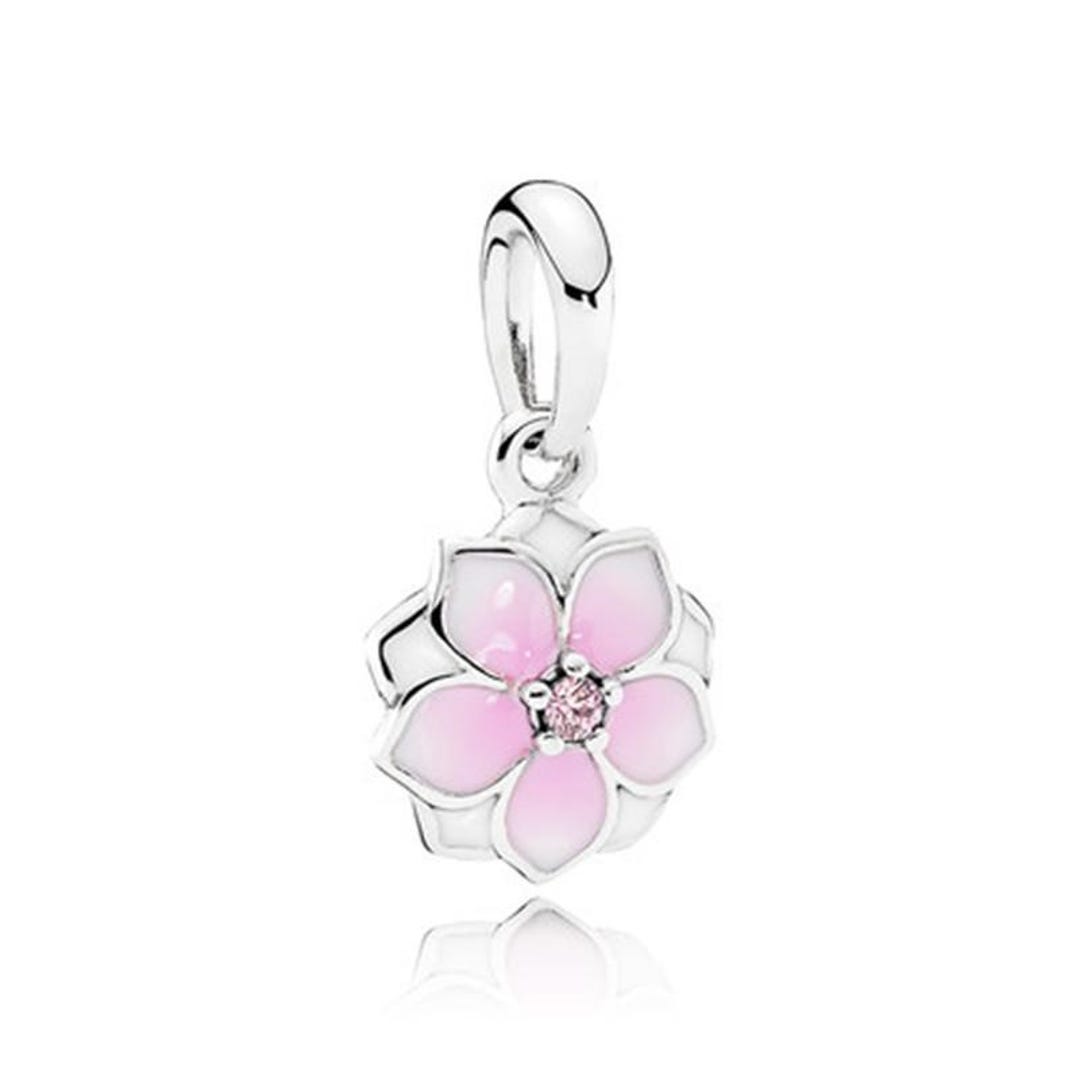 Pandora S925 ALE Magnolia Bloom Floral Enamel Dangle Charm