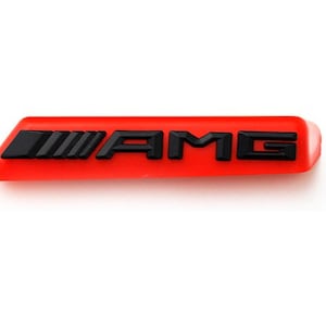 Mercedes AMG Front Grille Badge Emblem in Black on Red Other Colours Available in Our Shop
