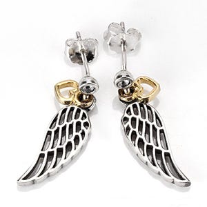 pandora sterling silver love wing earrings