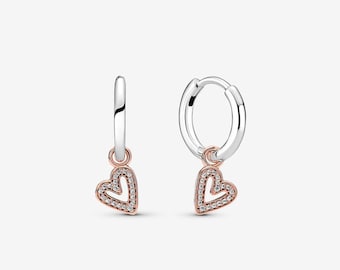 pandora 925 sparkling freehand heart hoop earrings
