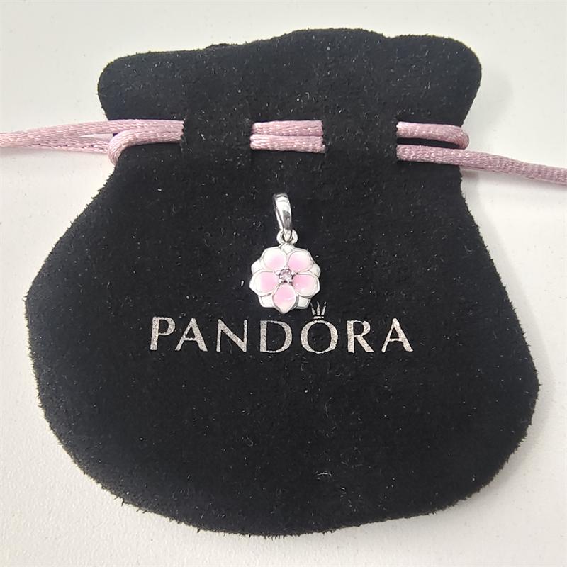 アクセサリー Magnolia Bloom Dangle Charm/14k Heart MAGNOLIA BLOOM Authentic PANDORA Pink ENAMEL Flower PENDANT