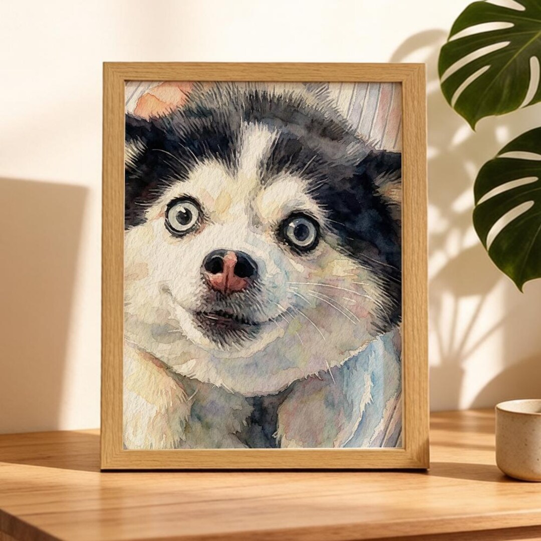 Custom Pet Portrait Watercolor, Dog Cat Painting, Framed Personalized ...