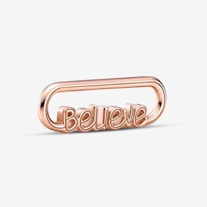 rose gold pandora me styling believe word link charm