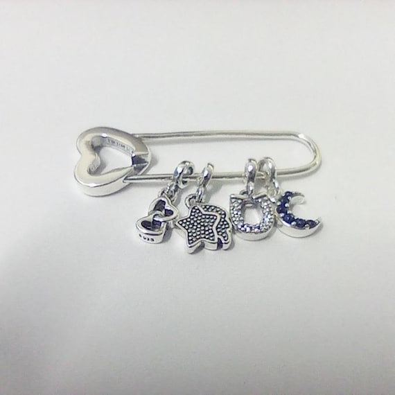 Pandora Me Safety Pin Brooch 4 Mini charms Pendants Etsy