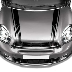 Mini car bonnet Stripes, stickers, vinyl graphics, decals, can be made with any wording, quality vinyl graphics.