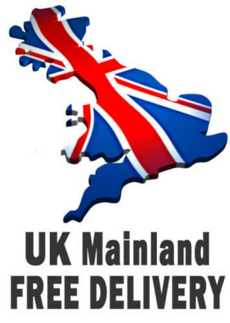 May include: A graphic of the UK mainland in the style of the Union Jack flag, in red, white, and blue. Below the map, the text reads "UK Mainland FREE DELIVERY" in bold, black lettering.