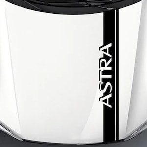 Vauxhall Astra car bonnet stripe, stickers, vinyl graphics, decals, can be made with any wording, quality vinyl graphics.