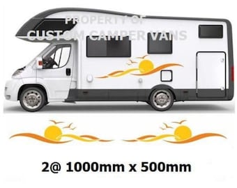 Adesivi Per CAMPER Grafica In Vinile Adesivi Decalcomanie Strisce Set Camper Van Roulotte Motorhome Grafica 12b - Foto 4