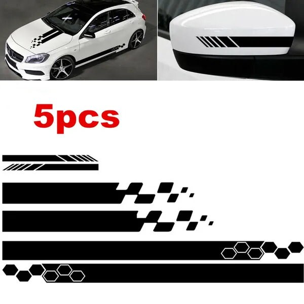 Car Side Stripes Graphics Checkered Flag Checkerboard Door Panel