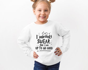 Solemnly Swear Magical Wizard Girls Oversized Sweatshirt Kids Halloween Sweater Girly Toddler Sweater Autumn Jumper Up To No Good Jumper