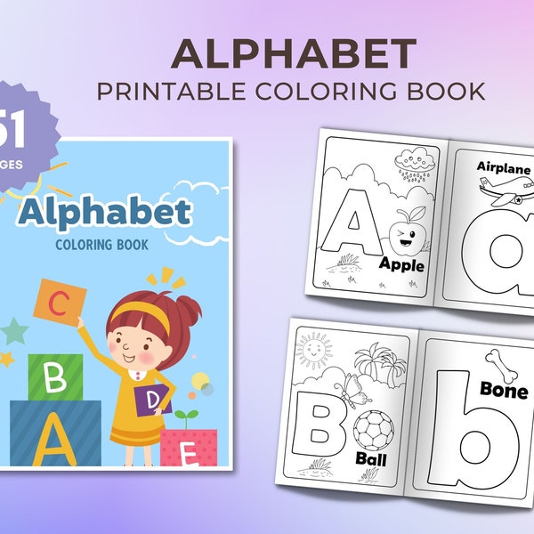 Printable Alphabet Coloring Pages, Alphabet Busy Book Preschool Coloring Pages, ABC Activity Book,  Preschool Activity, Preschool Letters