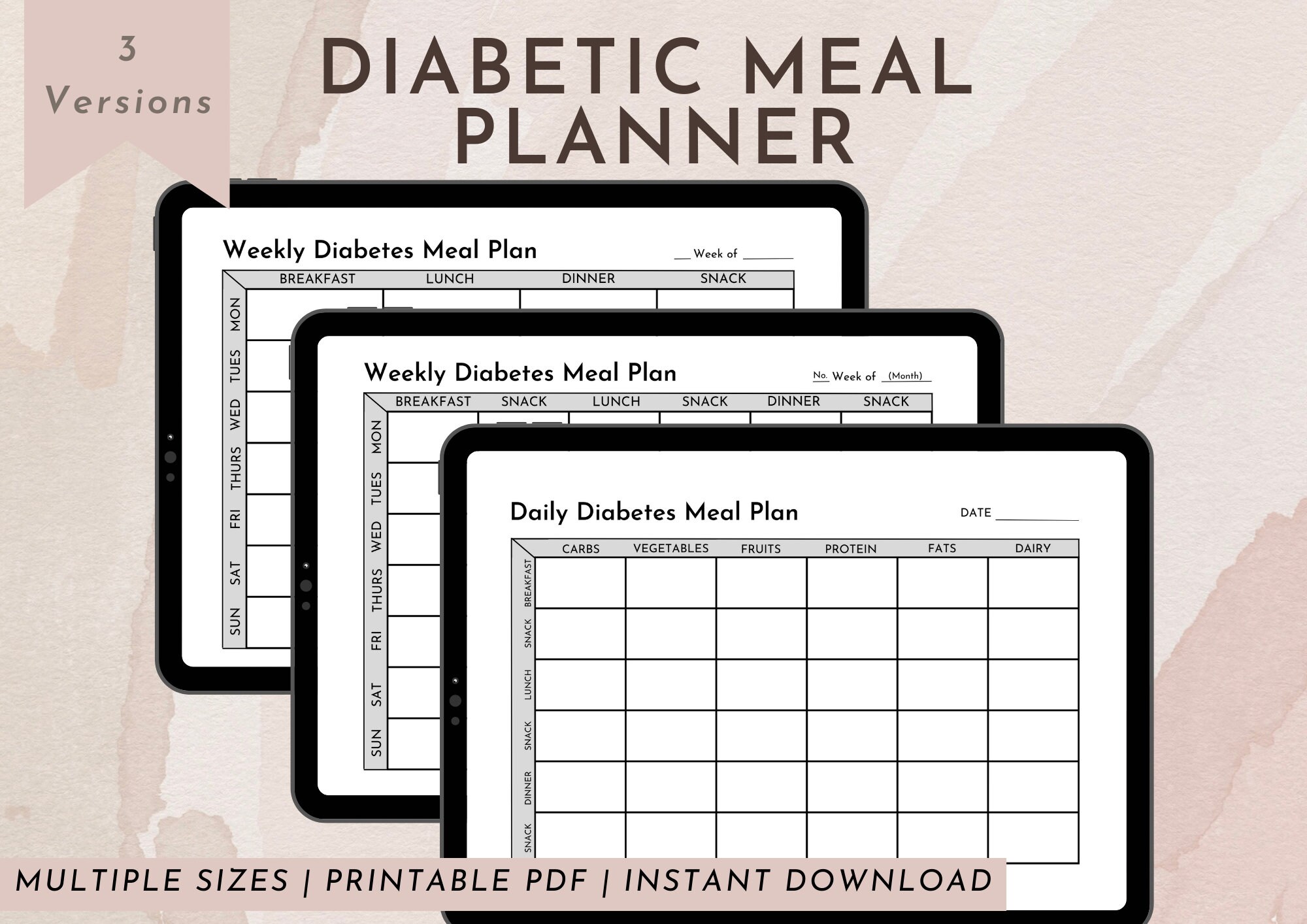 Diabetes Meal Planner Printable, Diabetic Meal Plan, Diabetes Food List ...
