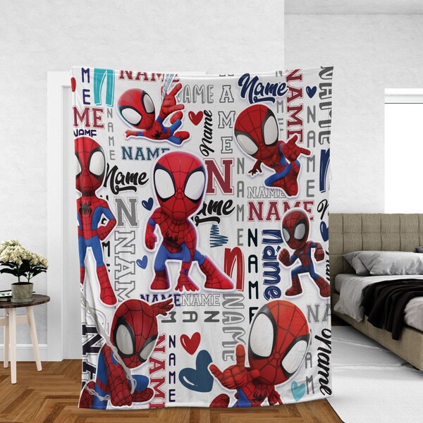 Personalized Name Blanket, Spider Man Friends Blanket, Super Hero Blanket, Custom Hero Name Blanket, Superhero Baby Blanket