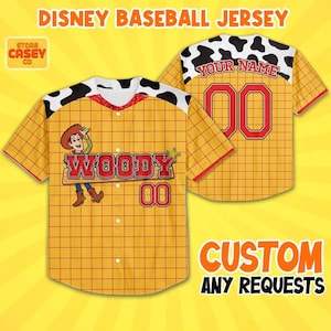 Custom Toy Story Woody Fun Baseball Jersey, Matching Baseball Team Outfit, Adult Youth Toddler Jersey, Toy Story Jersey,Gift for Disney Fans