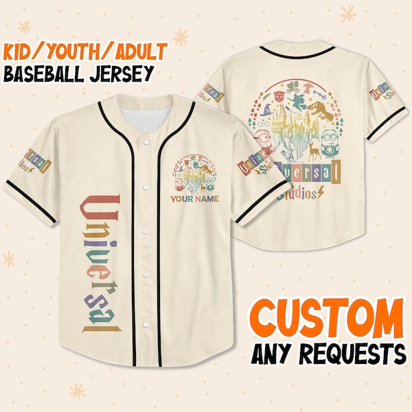 Personalize Universal Studio Vintage Characters, Custom Disney Baseball Jersey Team Disneyland Disney Jersey Gift for Kid Disney Outfit