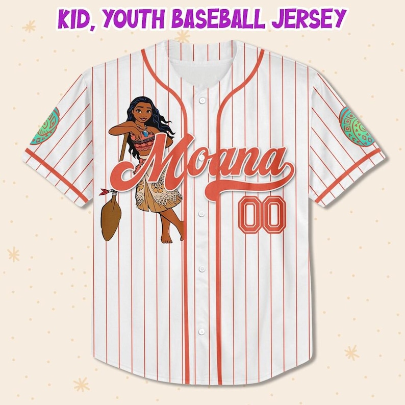 Custom Princess Moana Baseball Jersey Personalized Disney Shirt, Family Vacation 2026, Birthday Girl Island Summer Outfit image 3