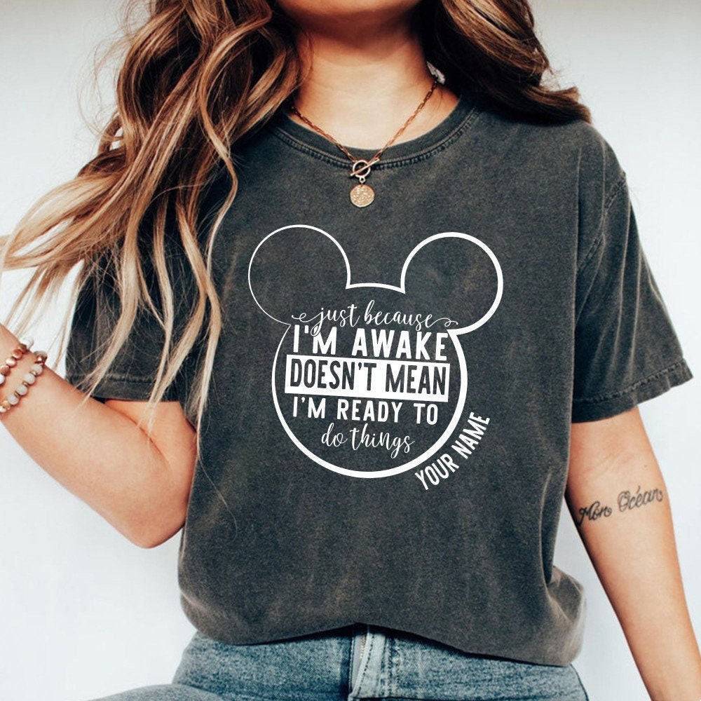 Custom Just Because I'm Awake Mickey Mouse Unisex T-Shirt, Mickey Sketch Shirt
