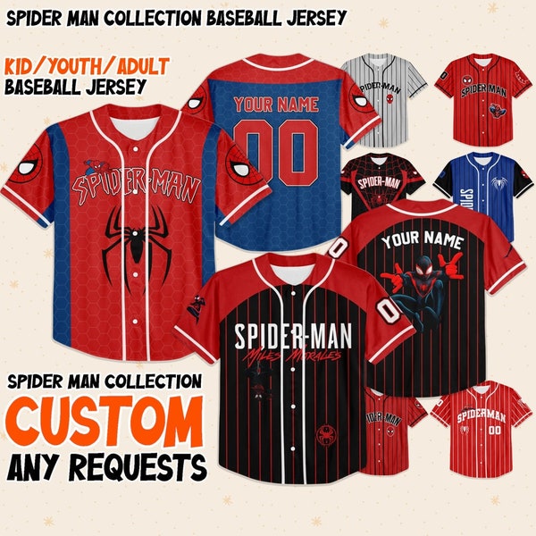 Personalize Disney Spider Man Custom Collection Awesome, Custom Spider Verse Baseball Jersey Team, Choose Style, Disney Baseball Team Outfit