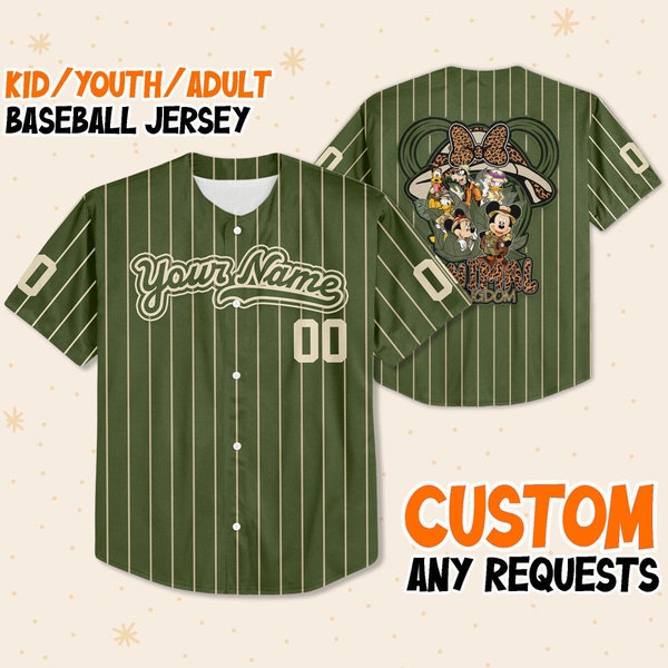 Personalize Custom Disney Animal Kingdom Green, Custom Kid Youth Adult Disney Jersey, Disney Safari Shirt, Mickey and Friends Safari Shirt