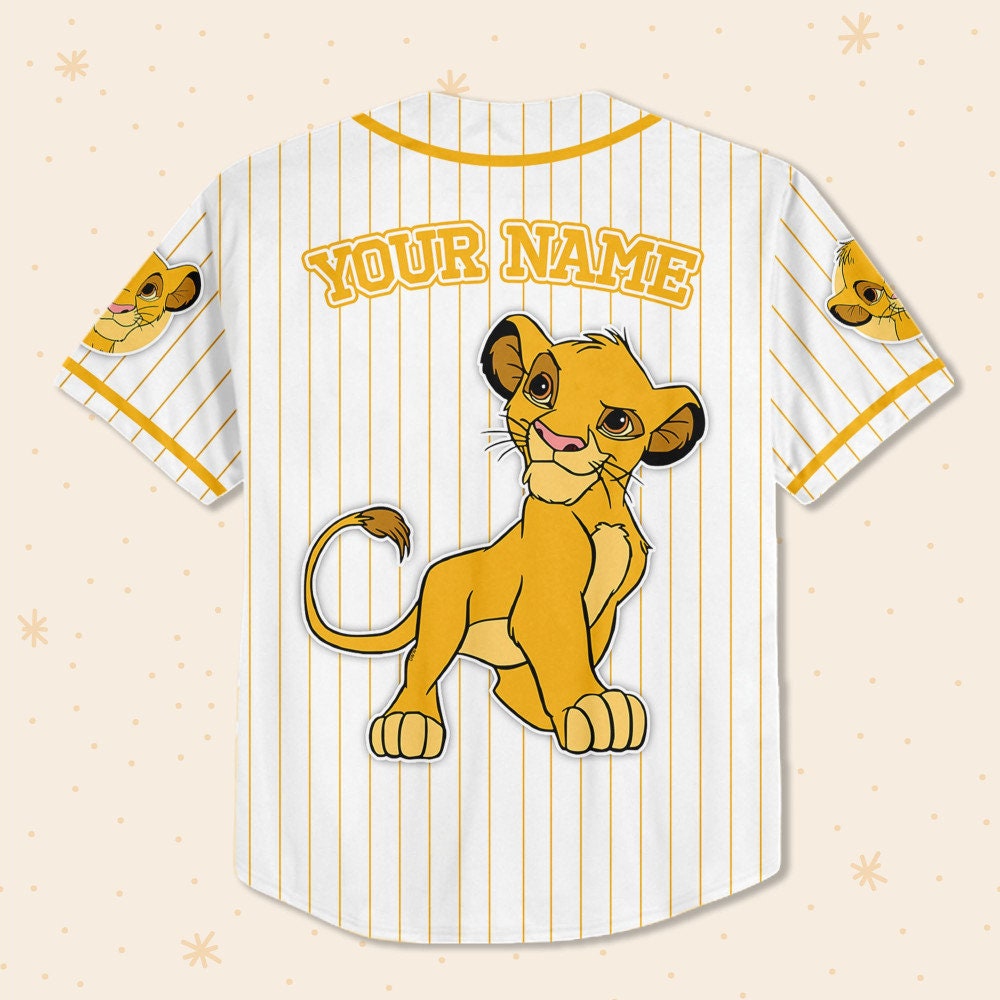 Custom Disney The Lion King Simba Simple Stripe Baseball Jersey