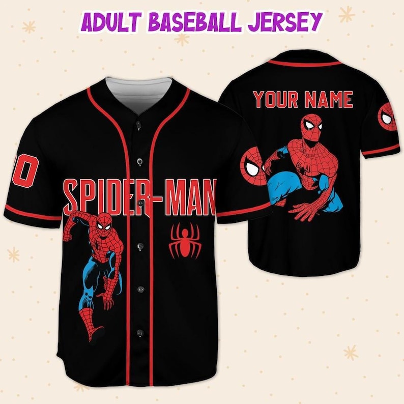 Camiseta de béisbol personalizada de Spider-Man para cumpleaños, Día del Padre, Vacaciones de Verano de Superhéroes 2026, Camiseta a juego para toda la familia imagen 6