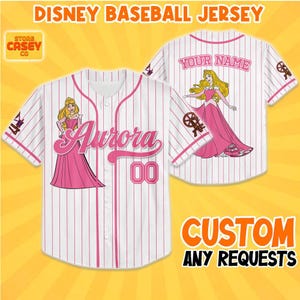 Custom Disney Princess Aurora Sleeping Beauty Simple, Custom Kid Youth Adult Disney Baseball Jersey, Disney Princess Girl Trip Matching