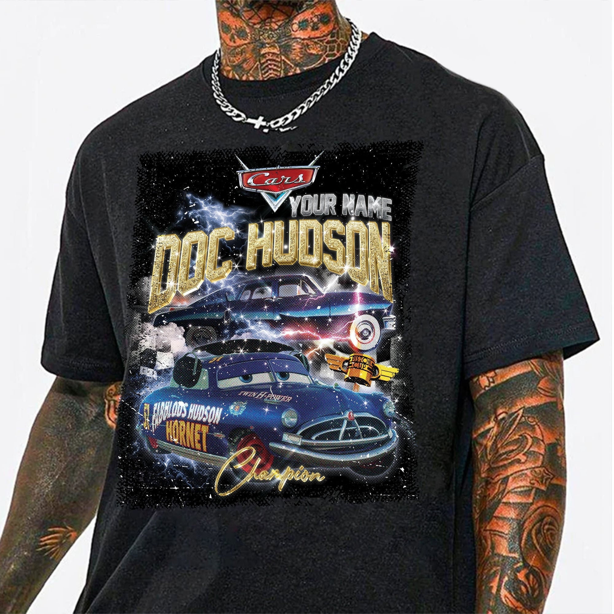 Custom Vintage Doc hudson Champion Unisex T-Shirt, Radiator Springs Shirt Piston Cup Shirt