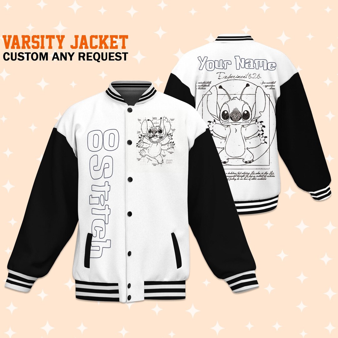 Disney Stitch Varsity Kemeja Pria