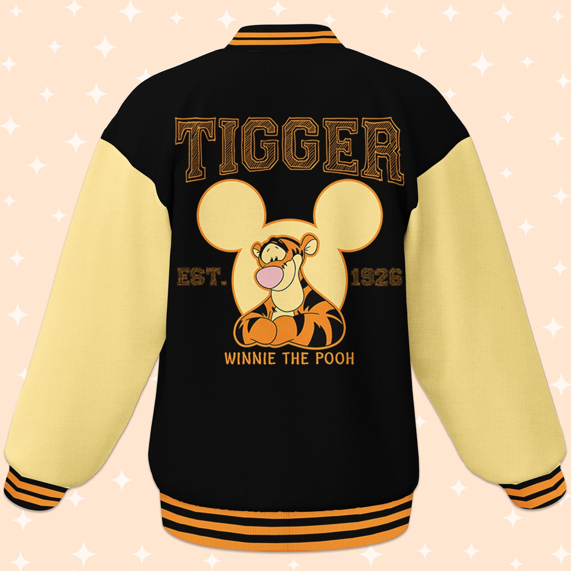 Personalize Winnie The Pooh Tigger Black, Disney Baseball Jacket