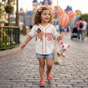 Custom Princess Moana Baseball Jersey Personalized Disney Shirt, Family Vacation 2026, Birthday Girl Island Summer Outfit image 1