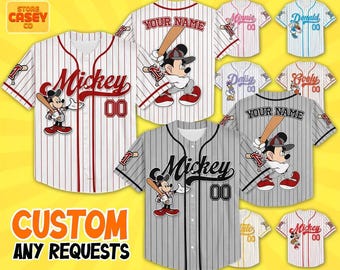 Custom Disney Mickey and Friends Special Simple Baseball Collection, Baseball Jersey Collection Choose Style Jersey Disneyland Birthday Gift