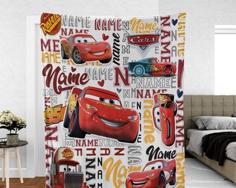 Personalized Name Blanket Lighting McQueen 95, Custom Name Disney Cars Blanket, Cars Characters Throw, Boy Baby Blanket Cars Birthday Gift