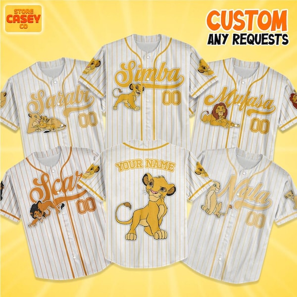 Custom Disney The Lion King Simba Mufasa Simple Stripe, Custom Baseball Jersey Uniform, Disney Baseball Fan Lover Gift, Birthday Shirt