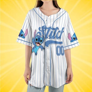 Custom Stitch Baseball Jersey Personalized Disney Lilo and Stitch Blue Shirt, Disney Birthday Boy Gift, Summer Family Vacation 2026 Outfit image 6