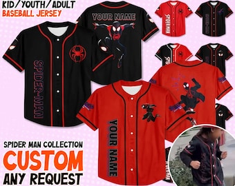 Custom Spider Man Across the Spider Verse Baseball Jersey Team, Choose Style, Personalized Collection Jersey, Disney Baseball Team Outfit