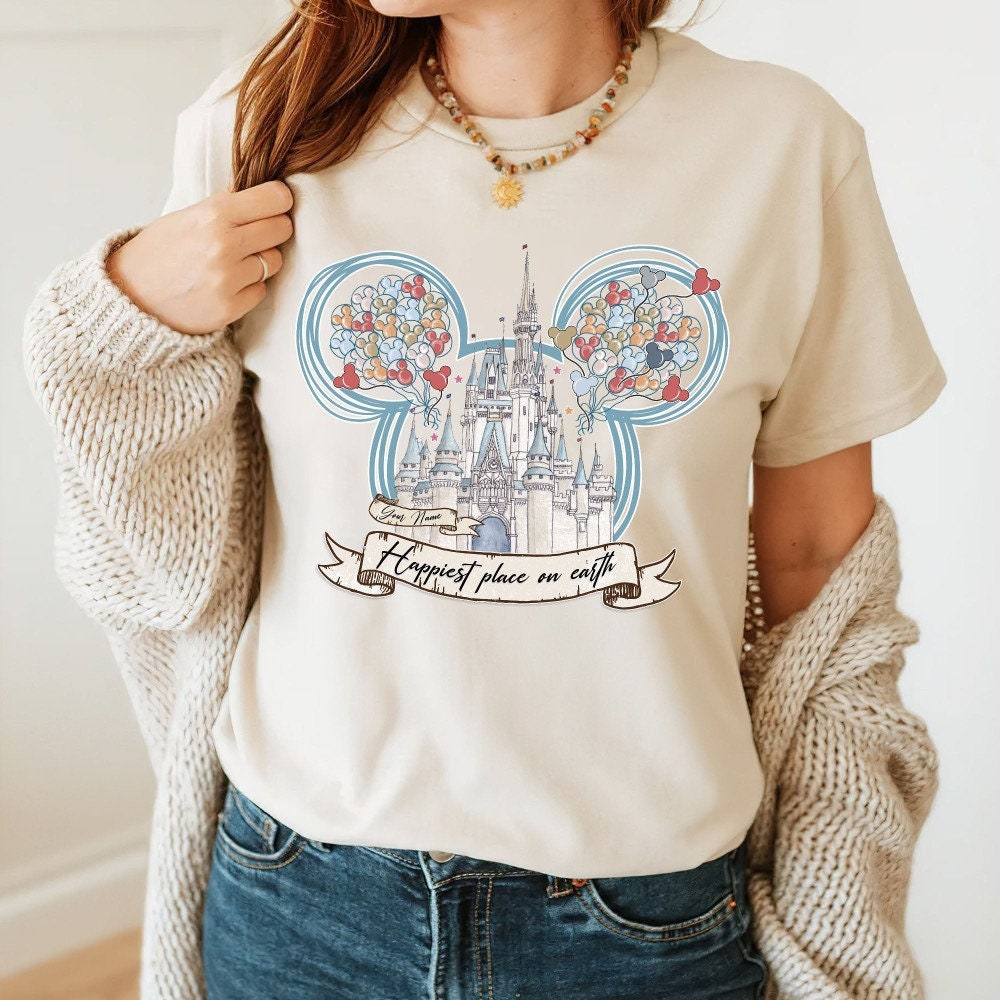 Custom Disney mickey Mouse Happiest Place on Earth Unisex T-Shirt