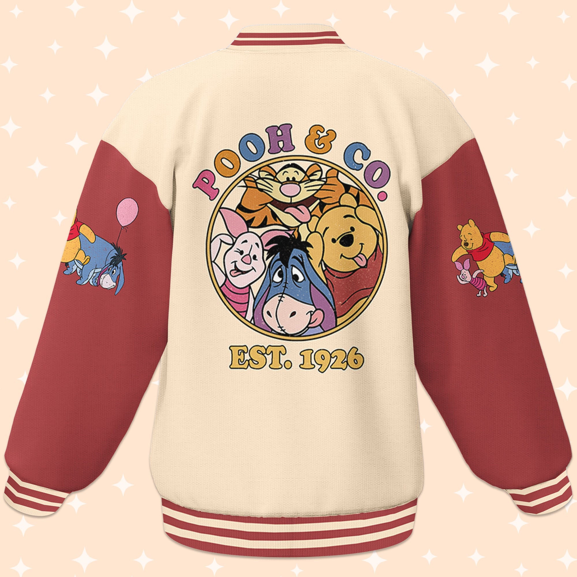 Personalize Winnie The Pooh And Co Baseball Jackets, Baseball Team Outfit