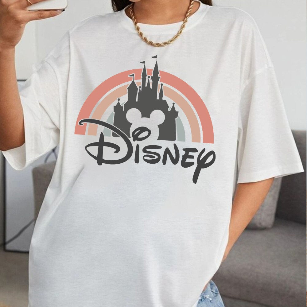 Custom Disney Rainbow Castle, Magical Kingdom Shirt, Retro Colorful T-Shirt