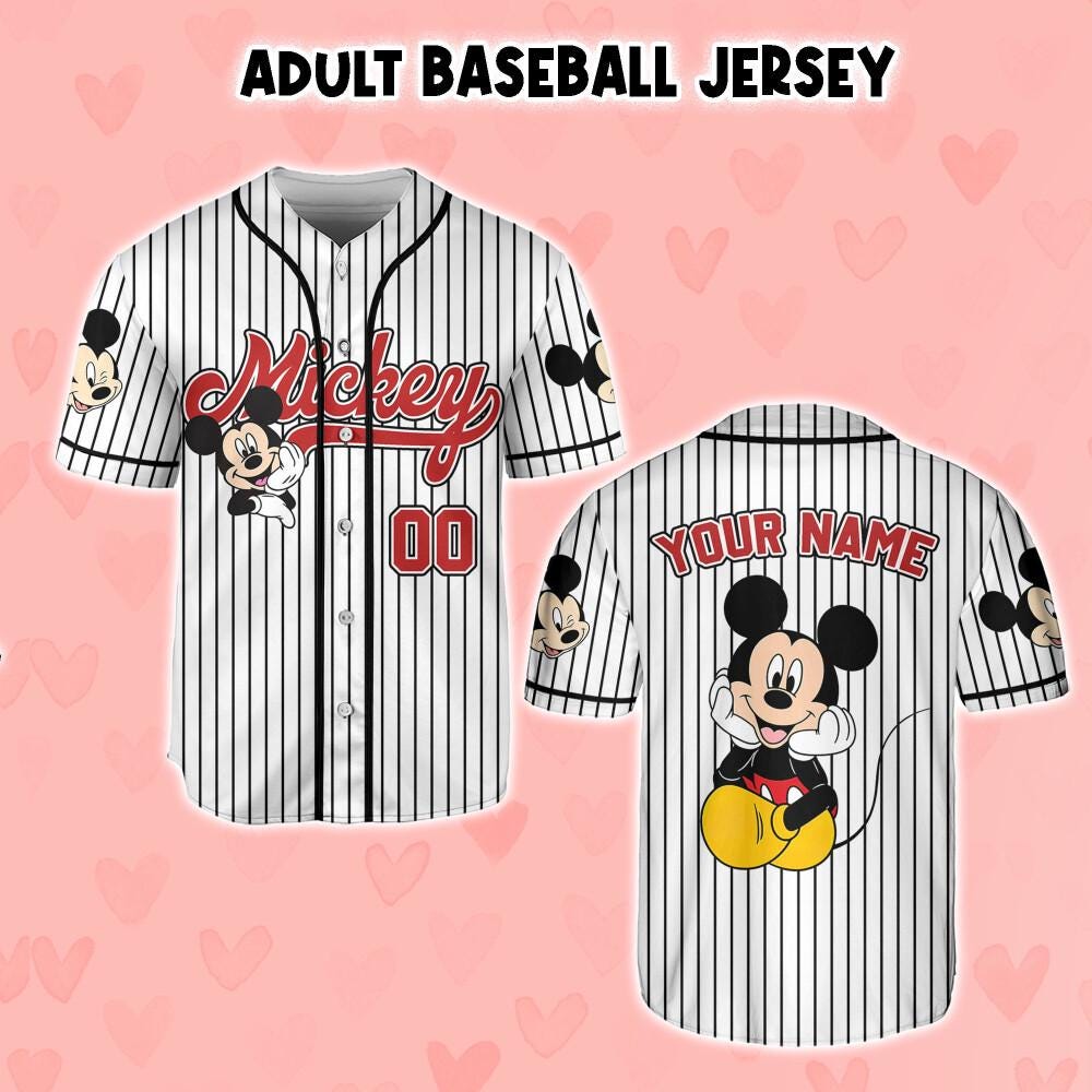 Discover Custom Mickeyy mouse Smile Jersey Baseball, Custom Disneyyy Shirt, Mothers Day Gift, Mom and Kids Matching Jersey