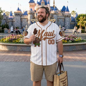 Maglia Disney Moana Maui Demi God a righe semplici, nome personalizzato, maglia Disney per bambini, ragazzi e adulti, completi da baseball Disney, fan Disney