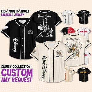 Personalisierte Disney World Geburtstagsgeschenk Vatertag Disney 70. Jahrestag 2026 Baseball Jersey Familie Passendes Schloss Shirt