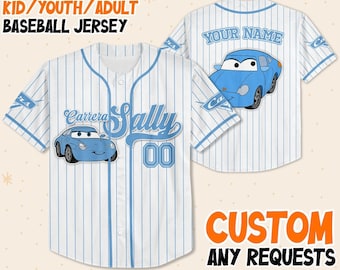 Benutzerdefinierte Disney Cars Sally Carrera Baseball, benutzerdefinierte Cars Baseball Jersey Team, personalisiertes Trikot, Disney Baseball Team Outfit, Cars Land Tee