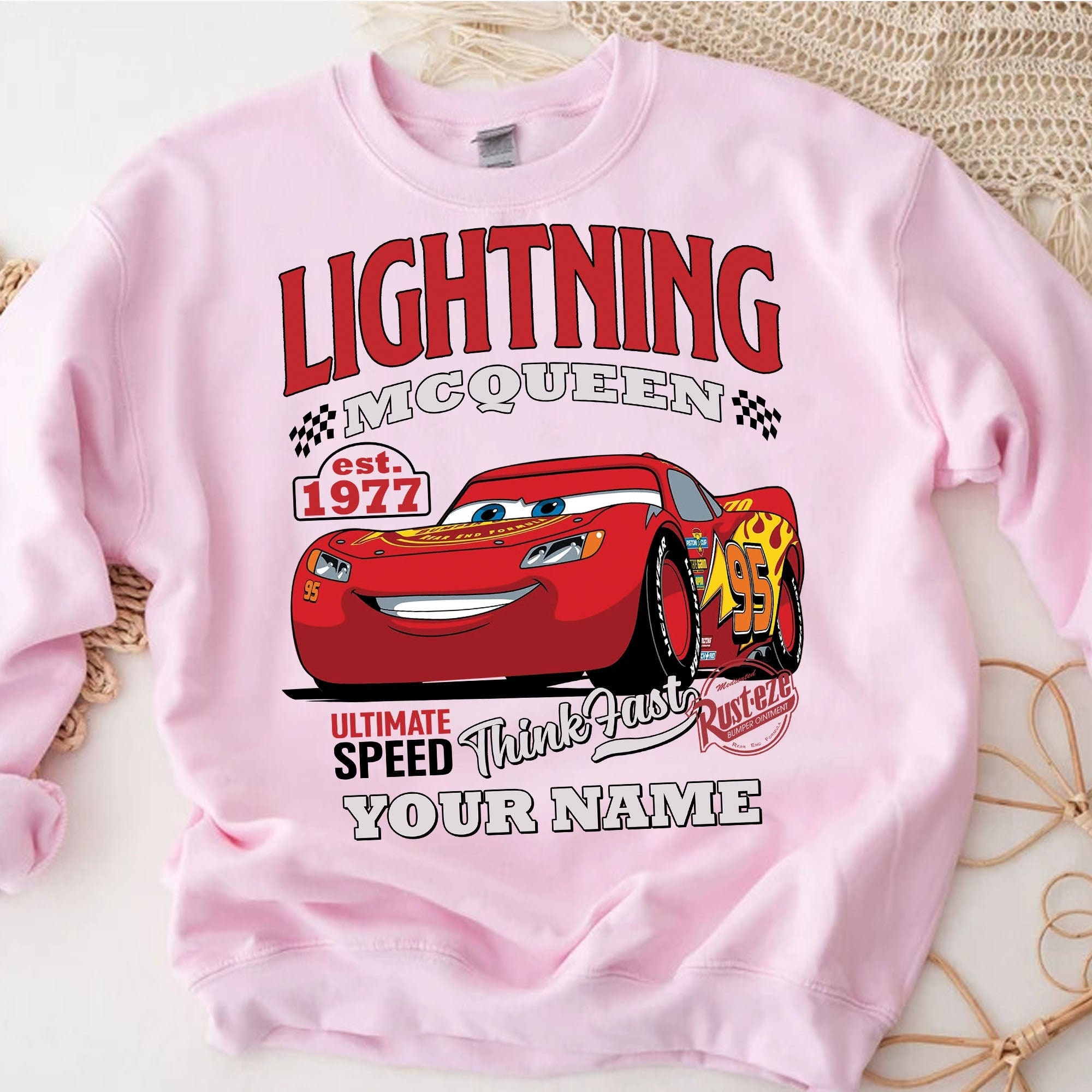 Personalize Disney Cars Retro Lightning McQueen Unisex T-Shir