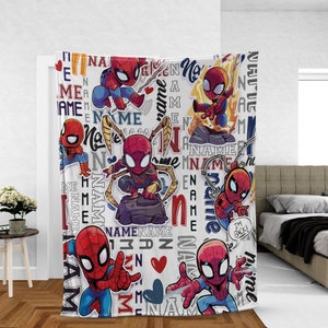 Personalisierte Namen Decke, Spider Man Freunde Decke Comic, Benutzerdefinierte Cartoon Decke, Decke mit Cartoon Namen, lustige Superheld Decke