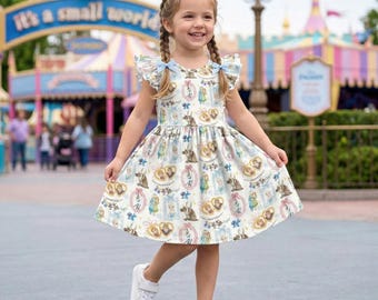 Magical Frozen Elsa Anna Coquette Ruffle Dress, Snowflake Blue Bow Toddler Outfit, Disney Princess Birthday Girl Summer Vacation Gear Gift