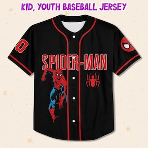 Camiseta de béisbol personalizada de Spider-Man para cumpleaños, Día del Padre, Vacaciones de Verano de Superhéroes 2026, Camiseta a juego para toda la familia imagen 3