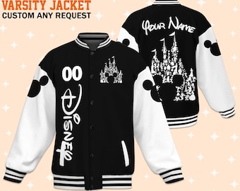 Custom Disney Character Castle Varsity Jacket Adult Varsity Jacket Personalized Disney Jacket baseball Team Outfit Disney Uniform Varsity Etsy