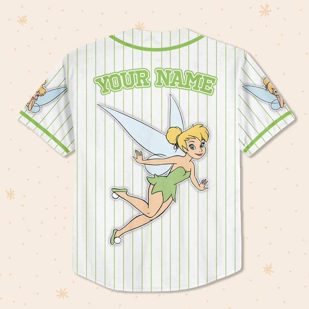Custom Tinker Bell Baseball Jersey Personalized Fairy Green Pinstripe ...